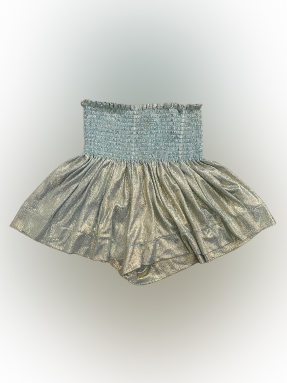 Queen of Sparkles Shorts XS XSmall Blue Gold Dusted Swing Shimmer Preppy - Picture 1 of 6